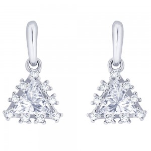 925 Sterling silver CZ Triangle Shape Design Drop earrings for Women JOCCBER273I-06