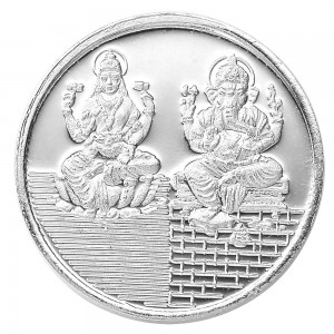 999 Silver Lakshmiji With Ganesha 10 Gram Coin JOCCOIN-LXGNS10G