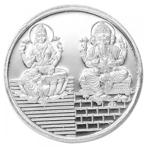 999 Silver Lakshmiji With Ganesha 20 Gram Coin JOCCOIN-LXGNS20G
