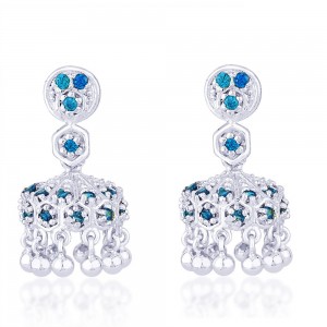 Blue CZ 925 Sterling Silver Jhumki Earring For Women JOCER2098S