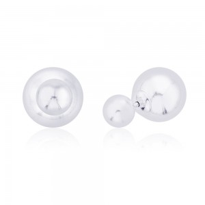 925 Sterling Silver Double Sided Ball Earrings For Girls /Women JOCER2525S