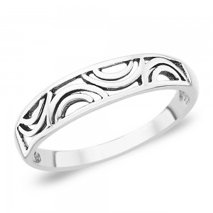 Designer Cutwork Band Style Sterling Silver Ring JOCFR1092A7