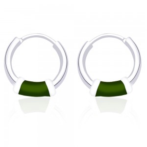 Green Enamel 925 Sterling Silver Hoop Earring For Women JOCH42014ZI
