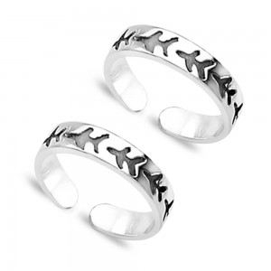 Engraved Pattern 925 Sterling Silver Toe Ring For Women JOCLR0633A