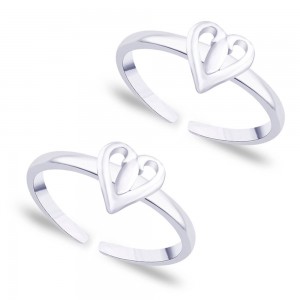 925 Sterling Silver Heart Design CZ Toe Ring for Women JOCLR0859S
