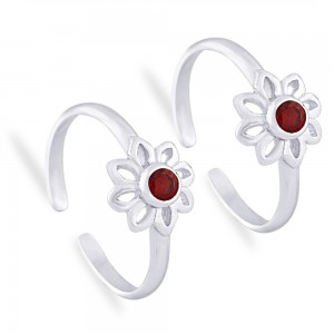 925 Sterling Silver Floral Toe Ring For Women JOCLR0919S