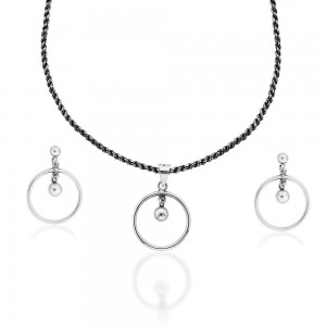 Circular Design 925 Sterling Silver Necklace Set JOCNS1197A
