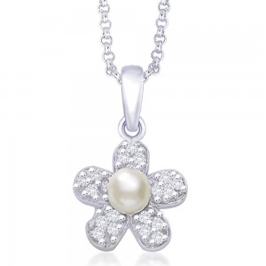 925 Sterling Silver Pearl with CZ Pendant For Women JOCPD1606R