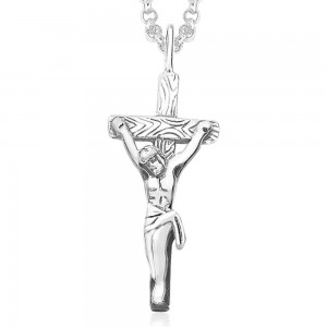 925 Silver Holly Cross With Jesus Pendant For Unisex JOCPD1624A