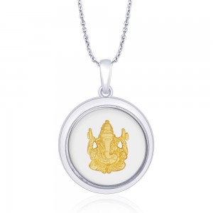 925 Sterling Silver with Gold Plated Ganeshji Pendant For Unisex JOCPD1632G