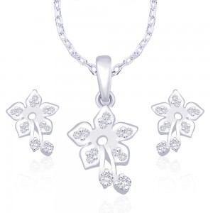 925 Sterling Silver Floral CZ for pendant set for Women JOCPE1072R