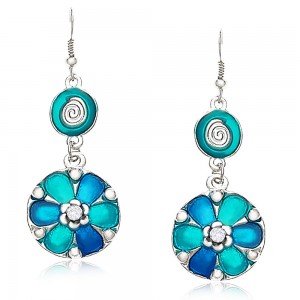 Xcite Round shape blue color drop earrings for Women JOCXER101