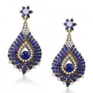 Xcite Blue & White Stone Chandelier Earrings For Women JOCXER129BLU