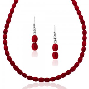 Xcite Maroon Beaded Necklace Set With Matching Earrings for Women JOCXML107