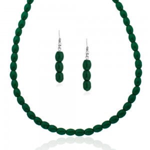 Xcite Green Beaded Necklace Set With Matching Earrings for Women JOCXML113
