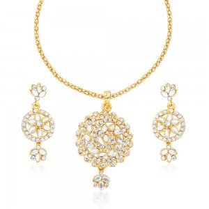 Xcite Elegant Look Floral Design White Color Stone Kundan Necklace set for Women's & Girls JOCXNS249