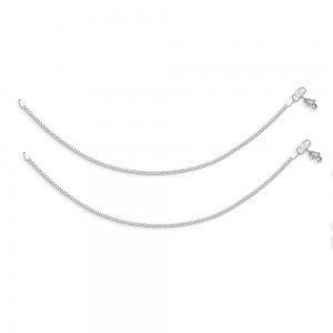 Singal Line Plain Ending with Charm 925 Silver Anklet For Women