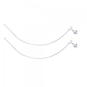 Single Line Cutwork Ending with Charm 925 Silver Anklet For Women