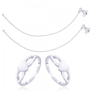 925 Sterling Silver Combo of Anklet & Toe Ring COMBO