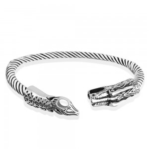 925 Sterling Silver Twisted Bangle for Men