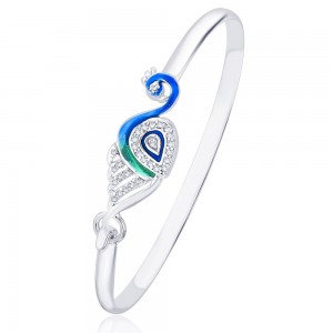 925 Sterling Silver Peacock Style Bangle for women