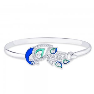 925 Sterling Silver Peacock Style Bangle for women