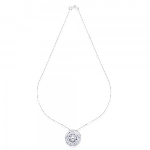 925 Sterling Silver Dancing Stone Circle Cz Necklace For Women