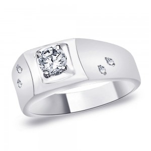 925 Silver Solitaire CZ Band Ring For Men's