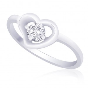 925 Sterling Silver CZ Heart Finger Ring for women