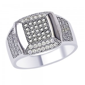 White CZ Elegant 925 Sterling Silver Finger Ring For Men