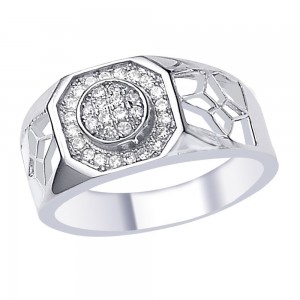 White CZ Delicated Design 925 Sterling Silver Finger Ring For Men