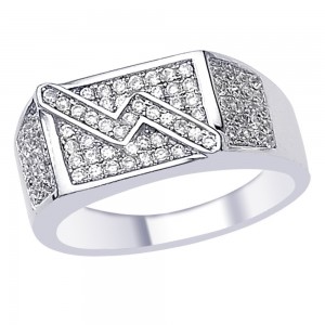 White CZ Ravishing Look 925 Sterling Silver Finger Ring For Men