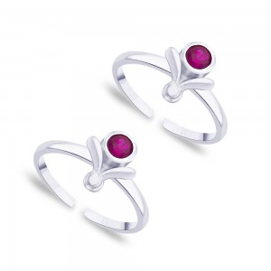 Purple CZ 925 Sterling Silver Toe Ring For Women