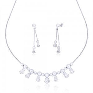 925 Sterling Silver Ball Necklace Set for women NS