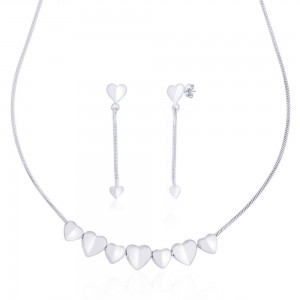 Beautiful 925 Sterling Silver Heart Necklace Set For Women
