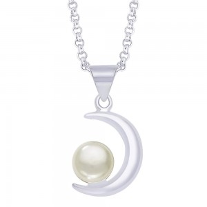 Pearl & Moon 925 Sterling Silver Pendant For Unisex