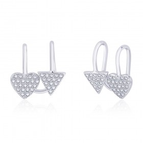 925 Sterling Silver Cz Adorn Triangle & Heart Ear Cuff For Women JOCER2646R