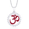 925 Sterling Silver Red Enamel Om Pendant For Men JOCPD1754S