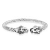 925 Sterling Silver Lion Head Twisted Bangle for Men