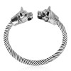 925 Sterling Silver Fox Head Twisted Bangle for Men