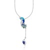 Peacock Style with Multicolor Enamel 925 Sterling Silver Y long Neck